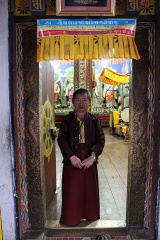 Caretaker monk, old temple at Zangto Pelri Lhakhang.
