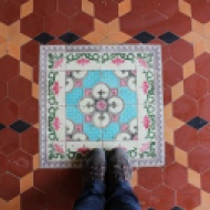 I coudn't resist taking this picture. Just look at the floor tiles. What a lovely combination and composition!