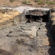The five Jain caves at Ellora were the last to be excavated. Cave 30A, an incomplete cave, is a perfect example of how the caves were excavated from the rock—front to back and top to bottom simultaneously.